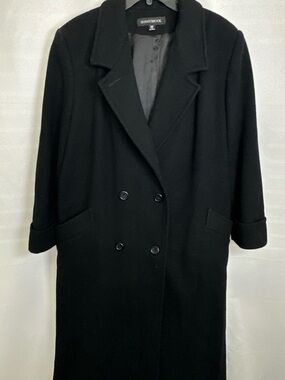 Black Double-Breasted Wool Pea Coat